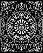 Black White Floral Mandala Symmetry Rug