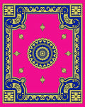 Bold Blue Floral Medallion Fuchsia Rug