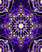 Vibrant Purple Yellow Starburst Medallion Rug
