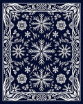Midnight Blue Snowflake Floral Medallion Rug