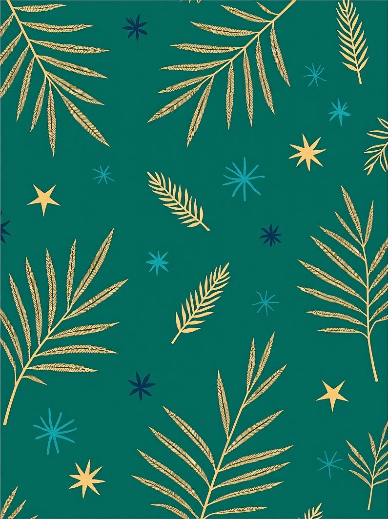 Gold Fern Teal Starburst Tropical Rug