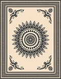 Black Cream Mandala Ornamental Frame Rug