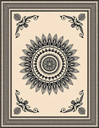 Black Cream Mandala Ornamental Frame Rug