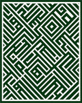 Dark Green Maze Labyrinth Lines Rug