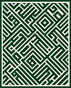 Dark Green Maze Labyrinth Lines Rug