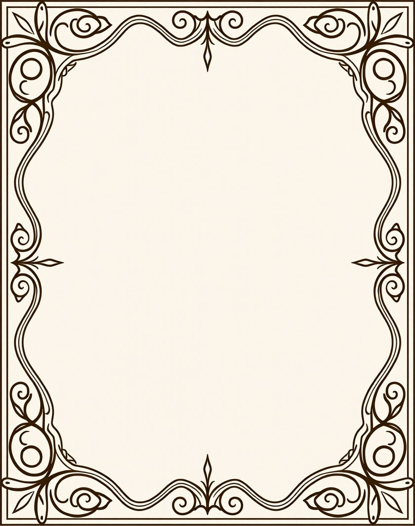 Elegant Cream Black Swirling Floral Frame Rug