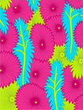 Vibrant Pink Cyan Green Floral Composition Rug
