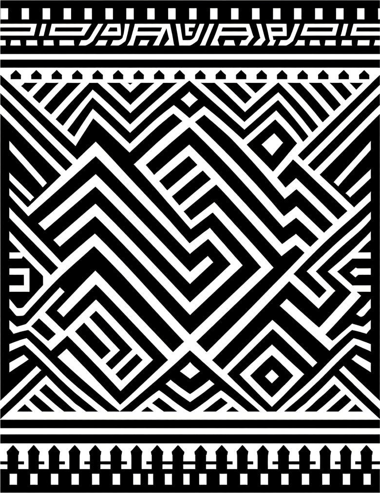 Bold Black Geometric Maze Rug