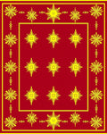 Crimson Yellow Star Burst Border Rug