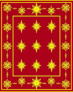 Crimson Yellow Star Burst Border Rug