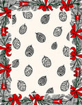 Festive Evergreen Bow Leaf Arrangement Rug