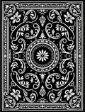 Black and White Floral Scroll Work Rug