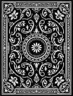 Black and White Floral Scroll Work Rug