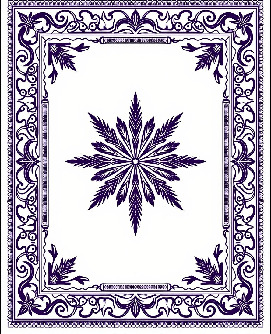 Deep Indigo Starburst Border Rug