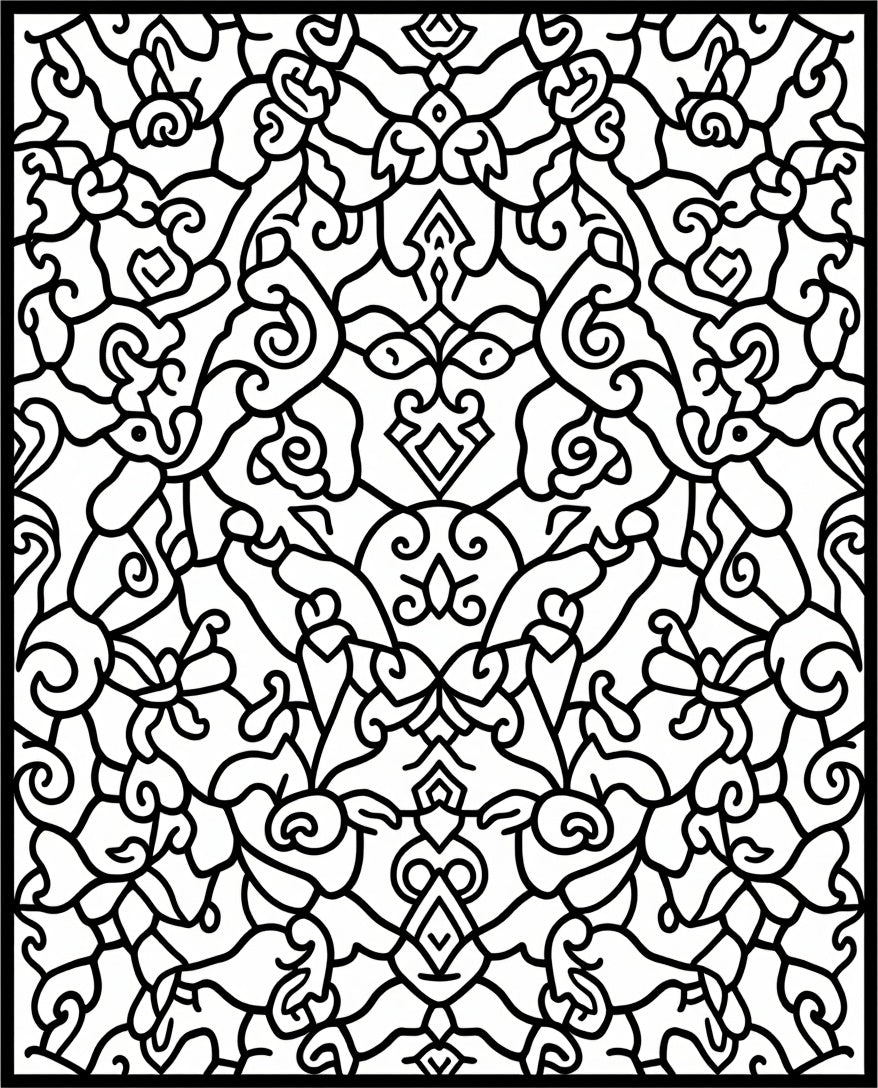 Ornate Black And White Floral Swirl Rug
