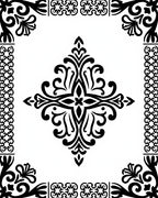 Elegant Black Floral Starburst Medallion Rug