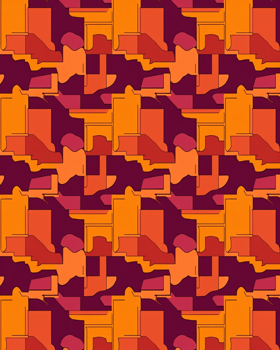 Warm Terracotta Geometric Cascade Rug