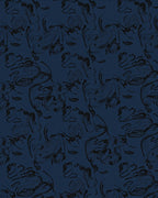 Dark Blue Abstract Ink Swirl Rug