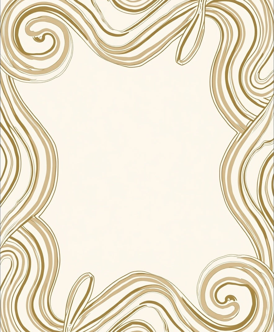 Golden Swirl Lines Border Rug