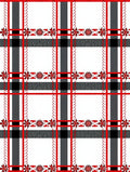 Red Black White Plaid Floral Stripe Rug