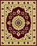 Crimson and Gold Medallion Floral Rug