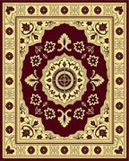 Crimson and Gold Medallion Floral Rug