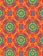 Vibrant Red Medallion Kaleidoscope Rug
