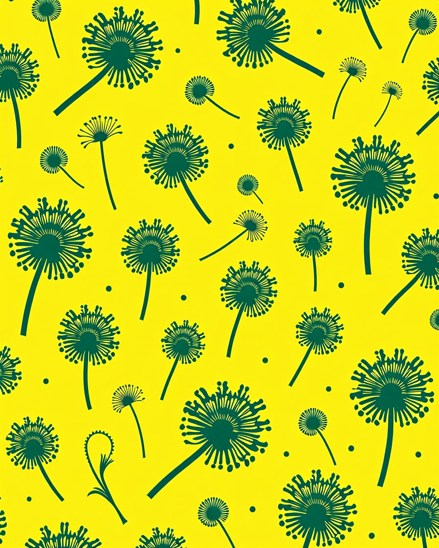 Whimsical Green Dandelion Bloom Print Rug