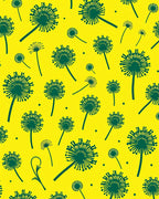 Whimsical Green Dandelion Bloom Print Rug