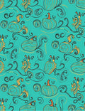 Teal And Gold Pumpkin Vine Flourish Rug