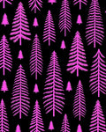Vibrant Pink Evergreen Forest Pattern Rug