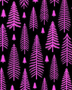Vibrant Pink Evergreen Forest Pattern Rug