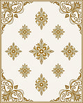 Ornate Gold Floral Medallion Frame Rug