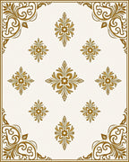 Ornate Gold Floral Medallion Frame Rug