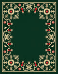 Dark Green Floral Embellished Decorative Rug