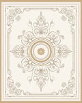 Elegant Gold Floral Mandala Frame Rug