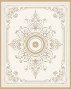Elegant Gold Floral Mandala Frame Rug