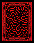 Crimson Tribal Labyrinth Border Rug