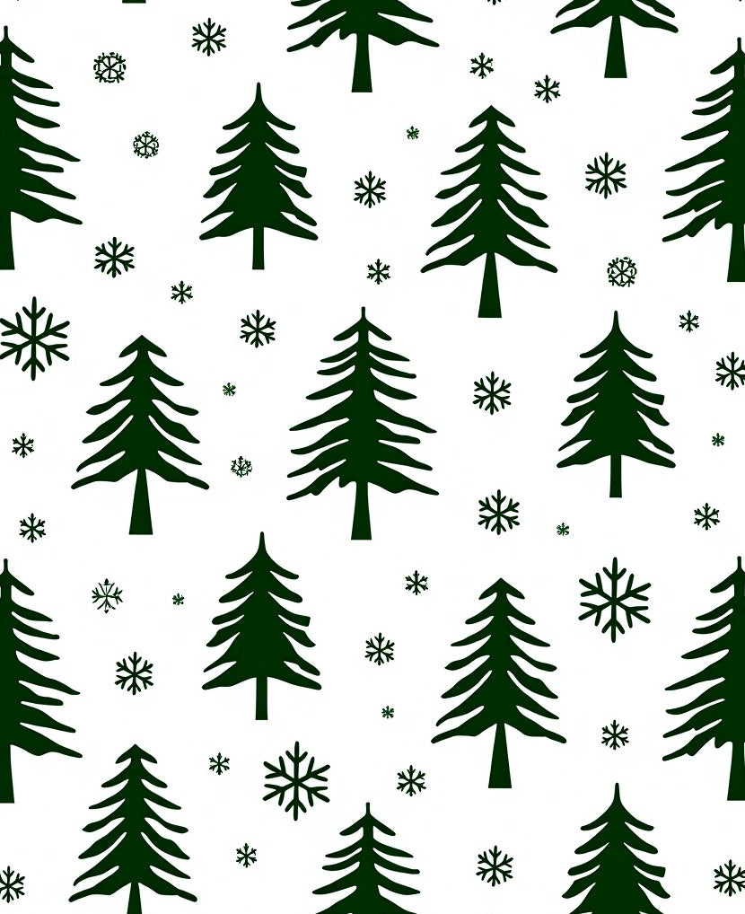 Dark Green Christmas Tree Snowflakes Rug