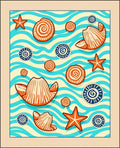 Orange Seashells on Blue Wave Backdrop Rug