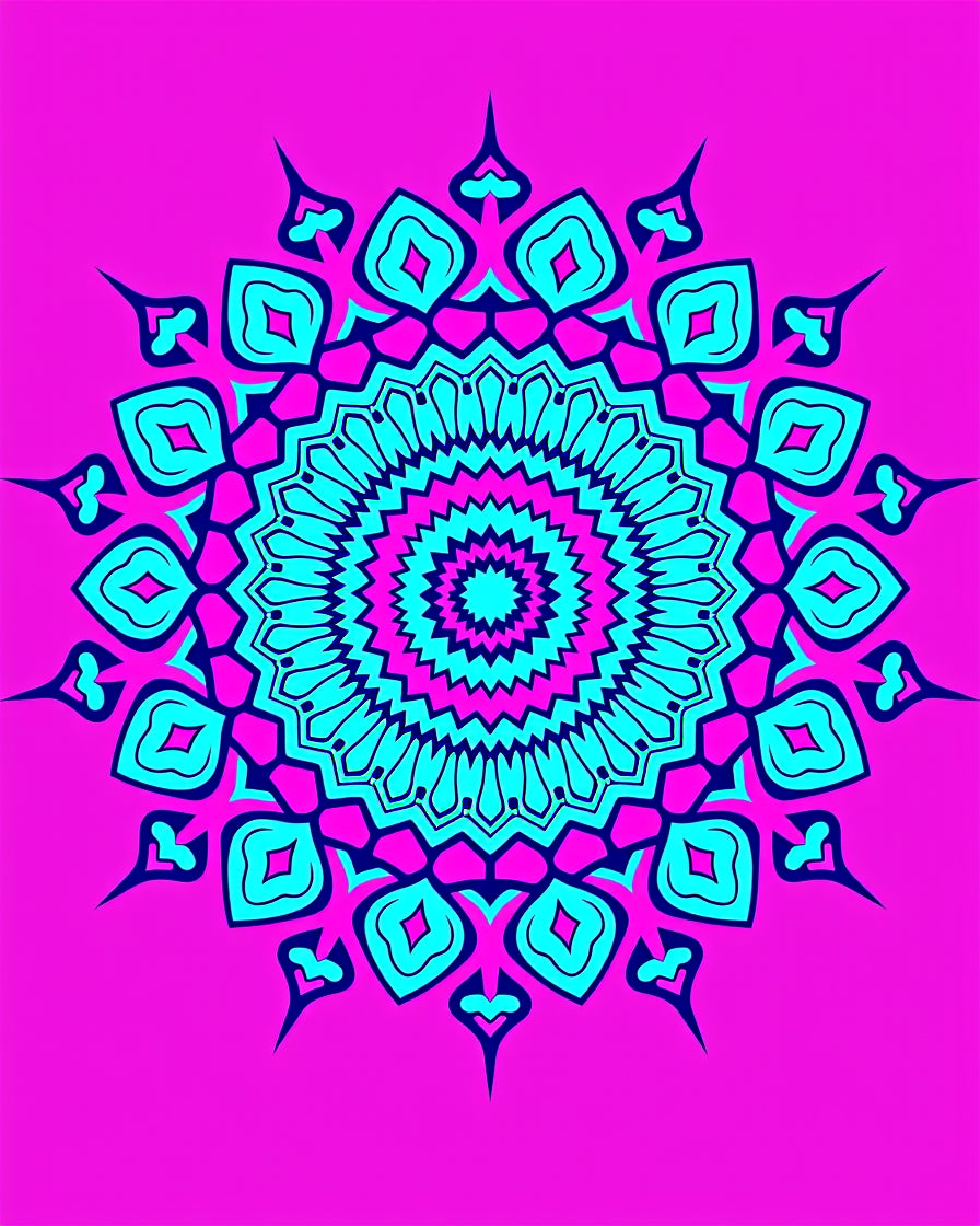 Vibrant Magenta Teal Mandala Rug
