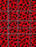Red Black Geometric Glitch Squares Rug