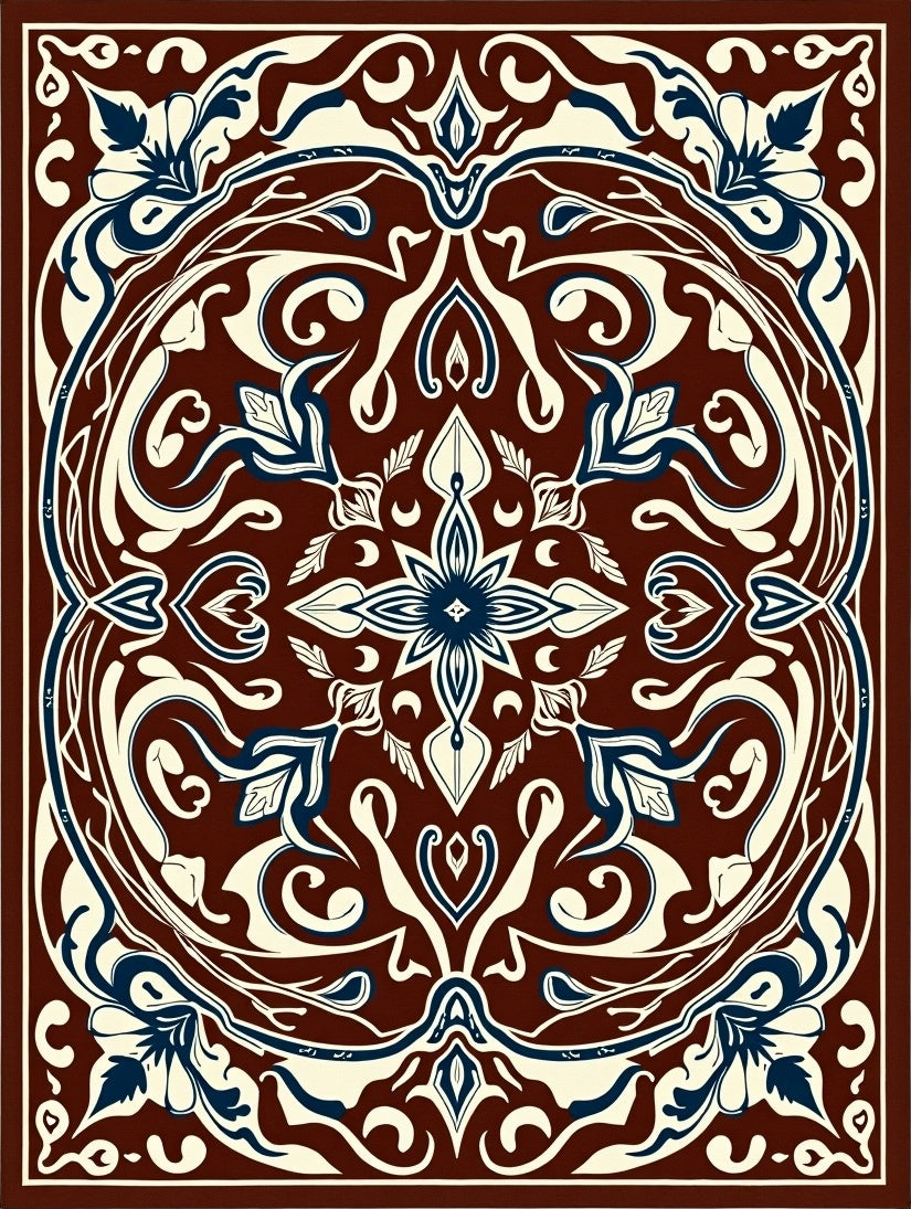 Deep Red Floral Medallion Aura Rug