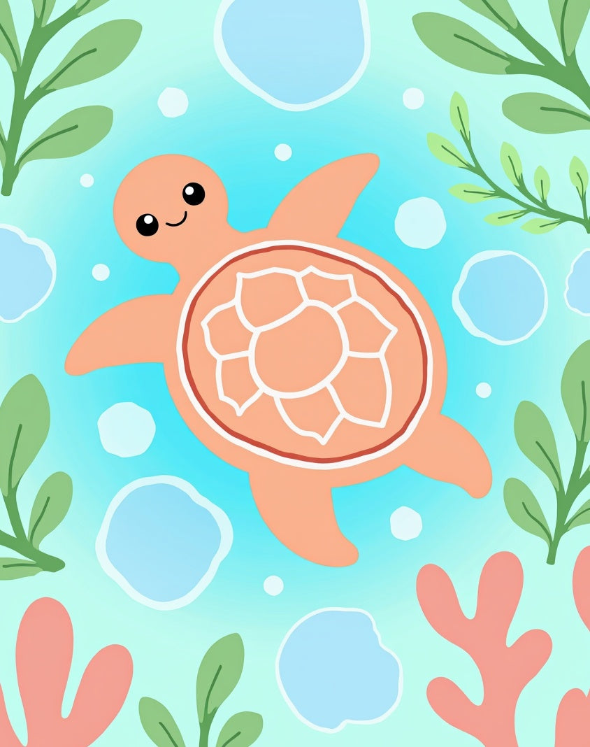 Coral Turtle Oceanic Coral Garden Rug