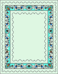Aqua White Floral Border Rectangular Rug