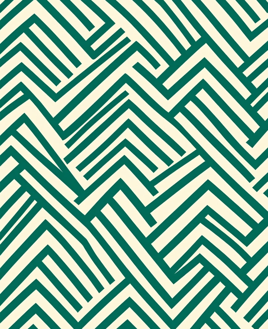 Emerald Ivory Interlocking Lines Rug