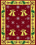 Crimson Gold Bell Snowflake Border Rug