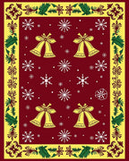 Crimson Gold Bell Snowflake Border Rug