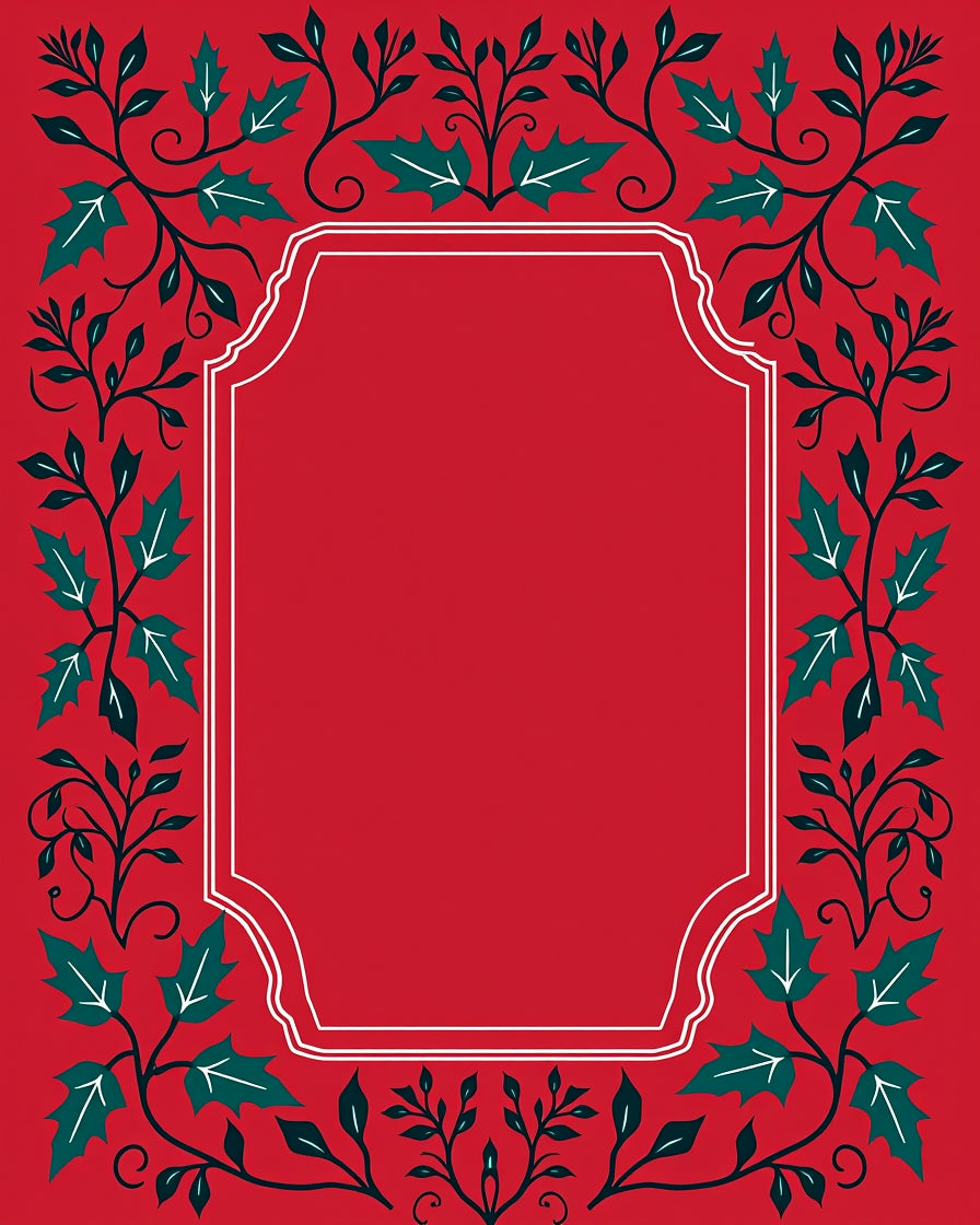 Christmas Red Holly Vine Frame Rug
