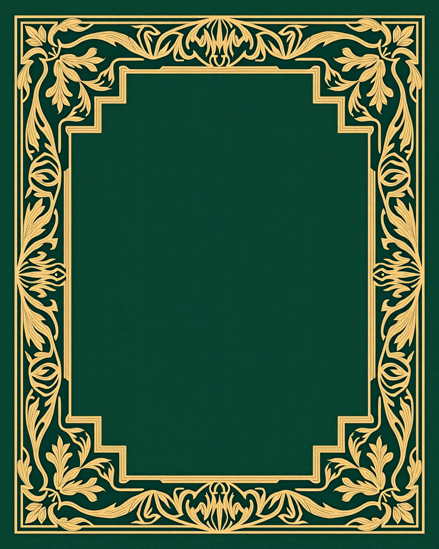 Elegant Gold Leaf Vine Border Rug